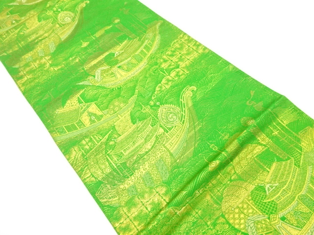 アンティーク　南蛮船模様織り出し袋帯（材料）